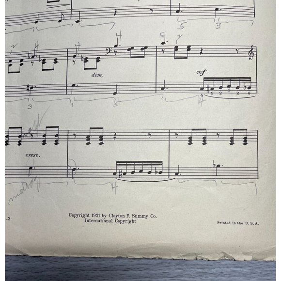 The Guitar Piano Solo Vintage Sheet Music by Jessie L Gaynor 1921 - Picture 3 of 4